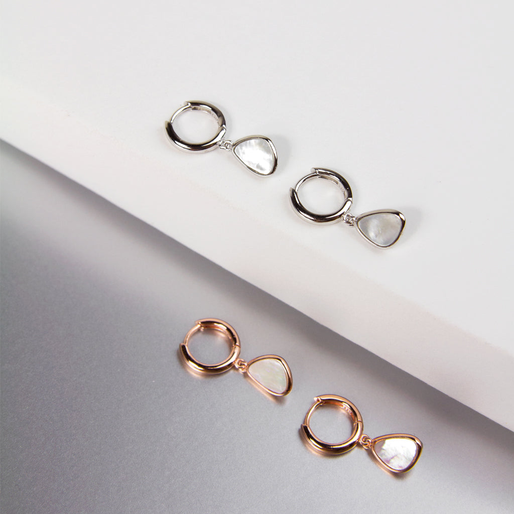 Triangle Mother of Pearl Hoops