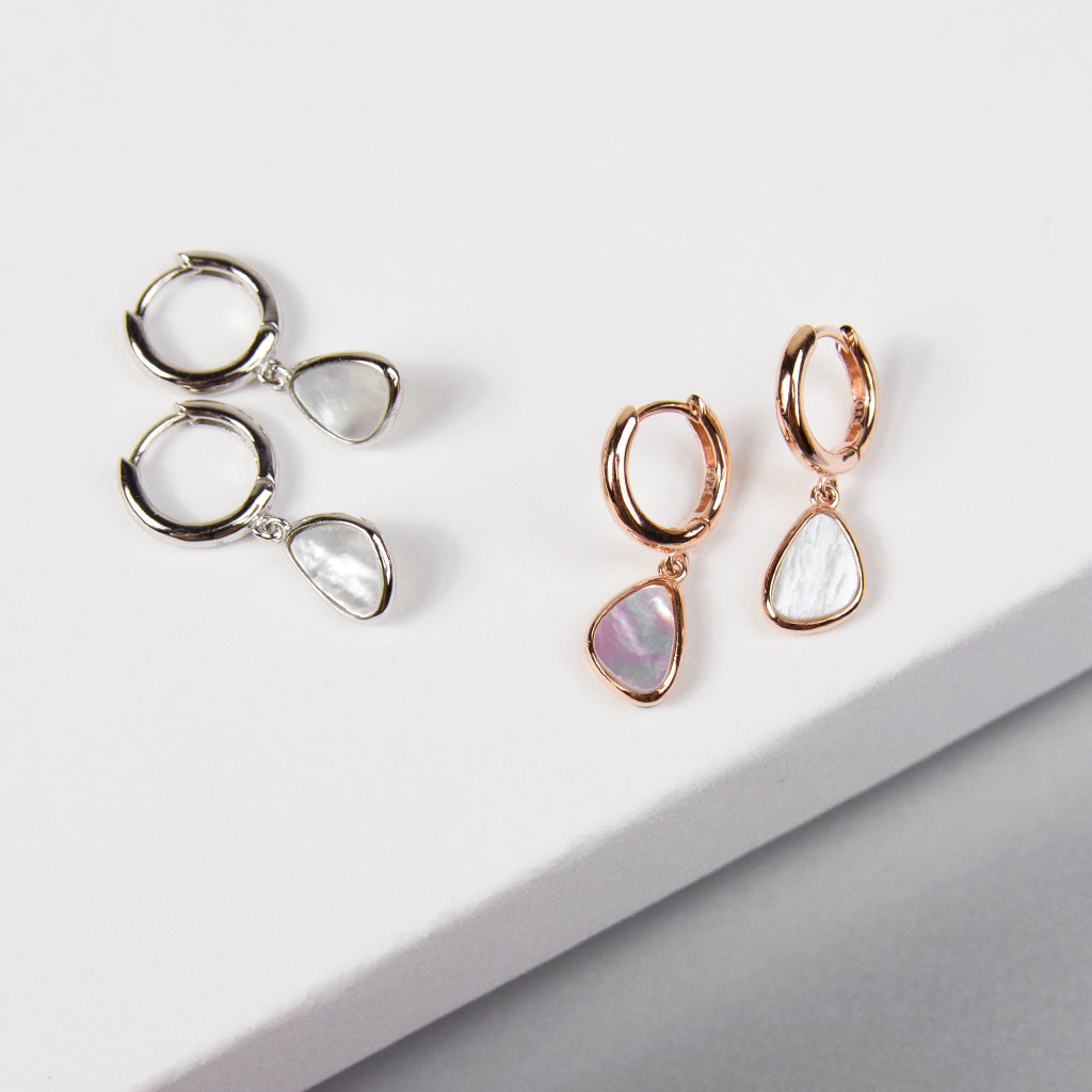 Triangle Mother of Pearl Hoops