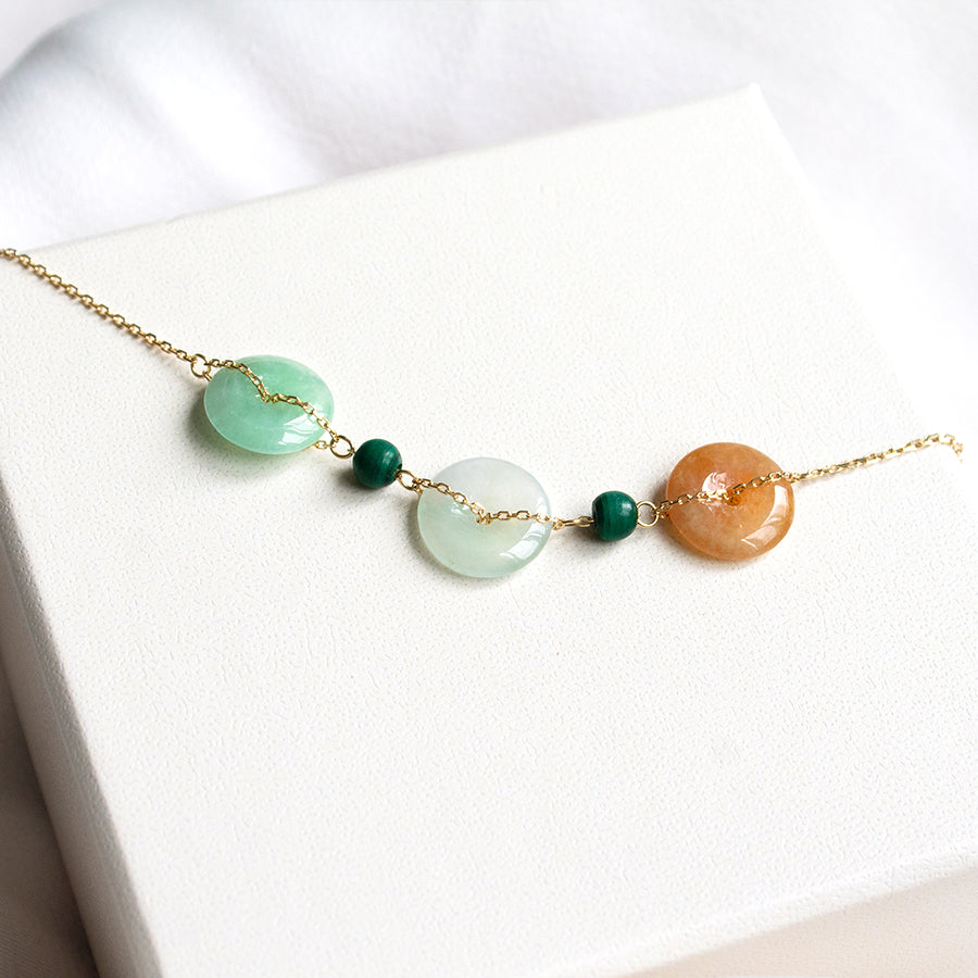 (PRE-ORDER) Tri-Colour Jade 18K Gold Bracelet