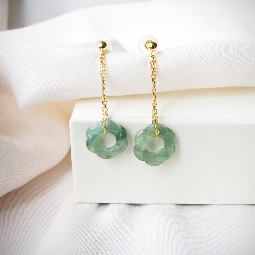 Jade Twist 18k Gold Drop Earrings