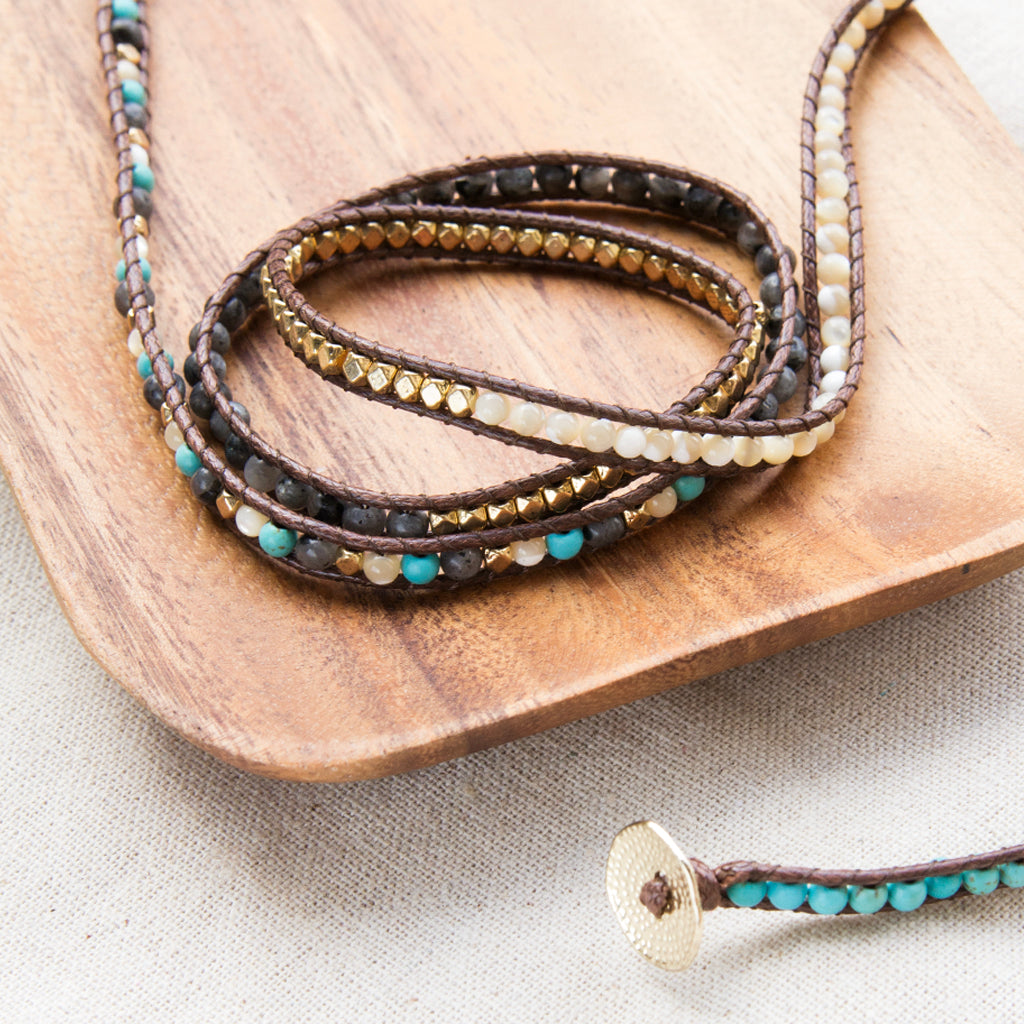 boho beaded 5 wrap bracelet