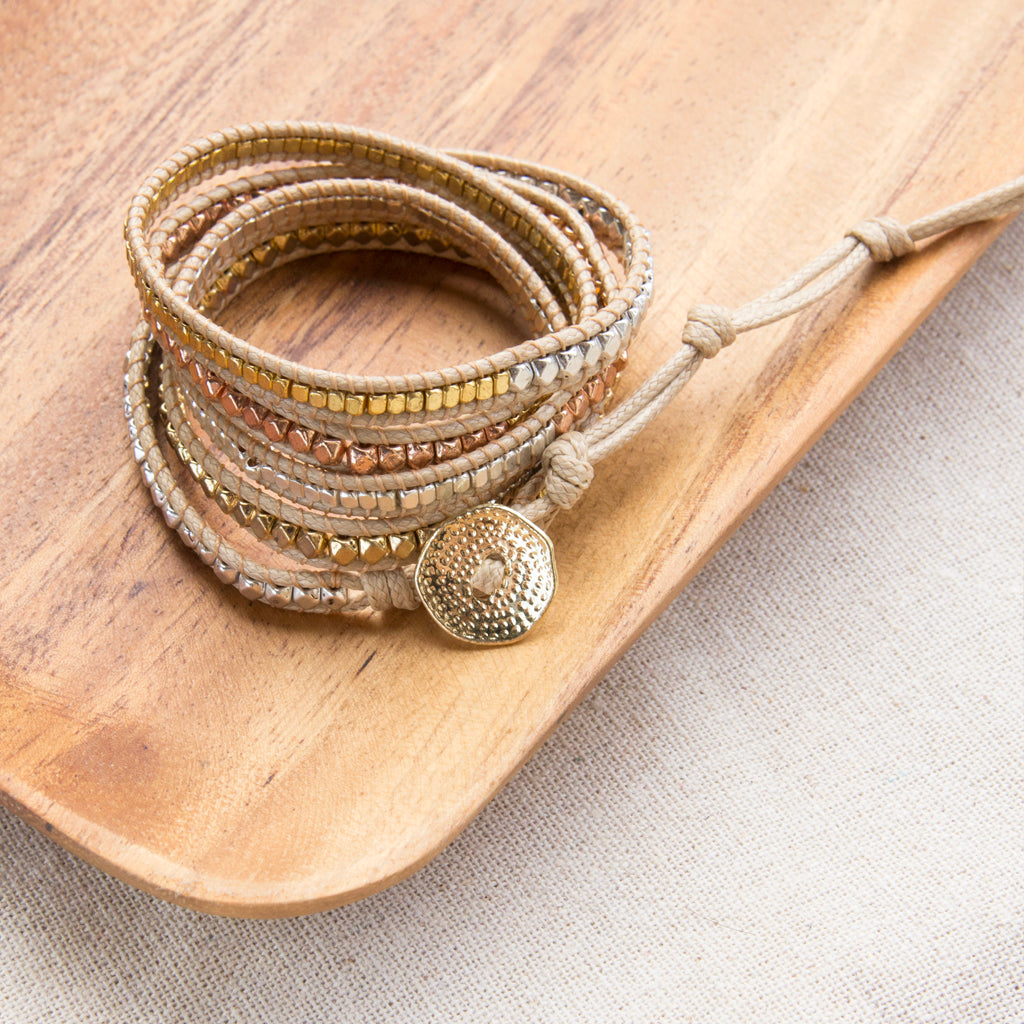 mixed metals wrap bracelet