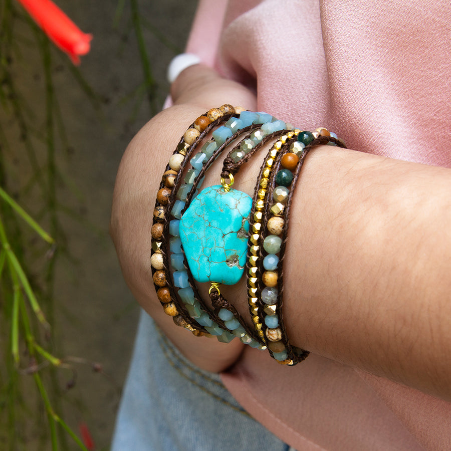 It's a Wrap Bracelet - Turquoise Stone